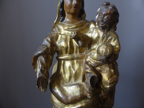 Virgin and Child, Polychrome Wood, XVIIth Century, Italy