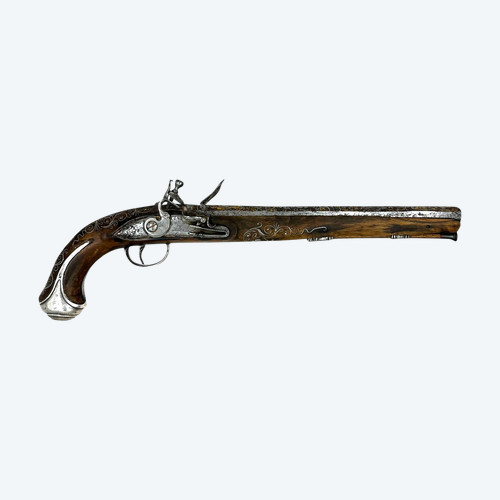 Pistola a pietra focaia firmata Lamotte Leyne a Saint Etienne - Francia - Inizio XIX secolo