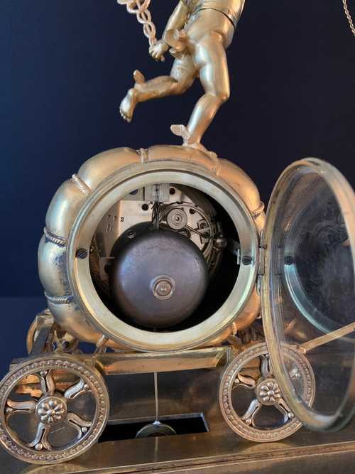 Claude Galle: Rare Mercury Char pendulum, Empire period.