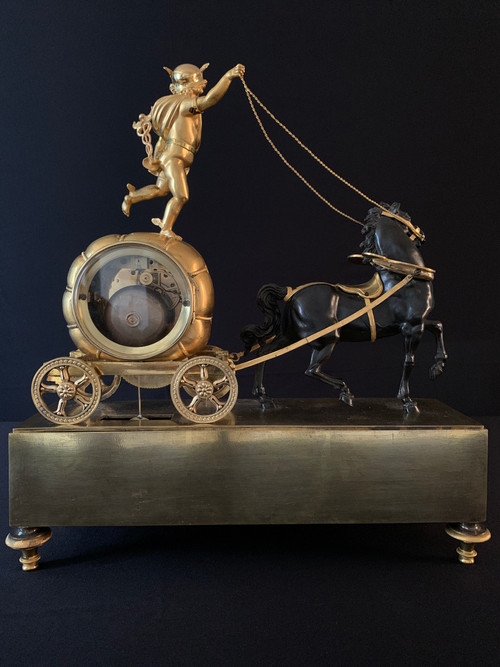 Claude Galle: Rare Mercury Char pendulum, Empire period.