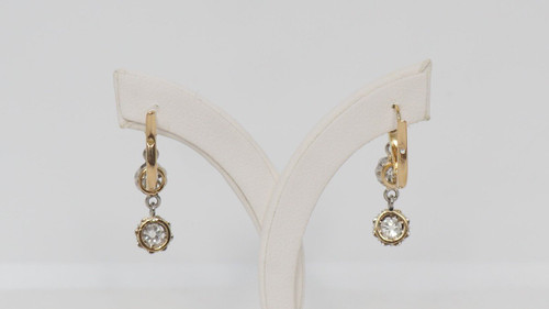 Dormeuses  En Or Jaune et gris Ornées De Diamants
