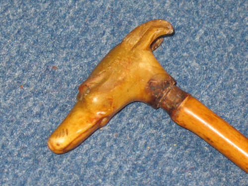 Bastone con pomello a forma di testa di levriero, fine XIX secolo
