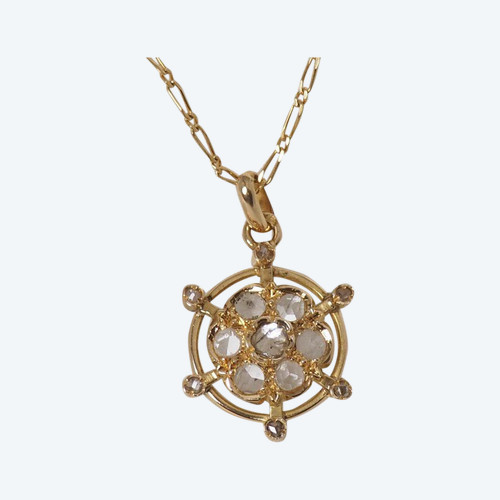 Collier Ancien En Or Jaune Et Diamants