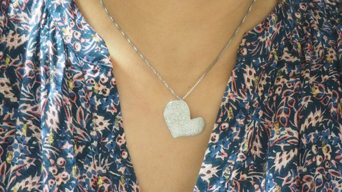 Collier Cœur En Or Blanc Et Diamants
