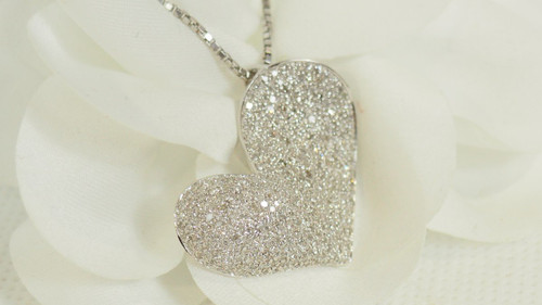 Collier Cœur En Or Blanc Et Diamants
