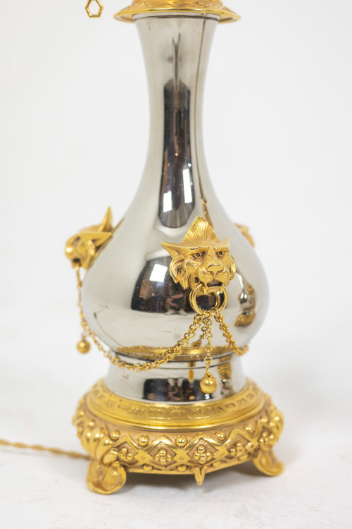 Paire de lampes en métal et bronze doré, circa 1880