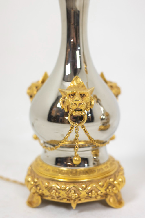 Paire de lampes en métal et bronze doré, circa 1880