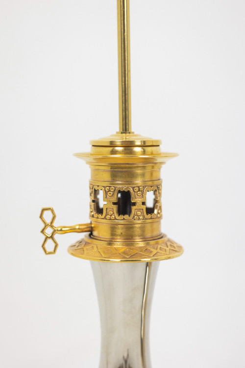 Paire de lampes en métal et bronze doré, circa 1880