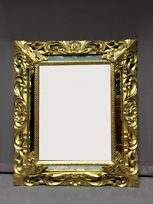 Specchiera Grande In Legno Dorato Epoca Napoleone III