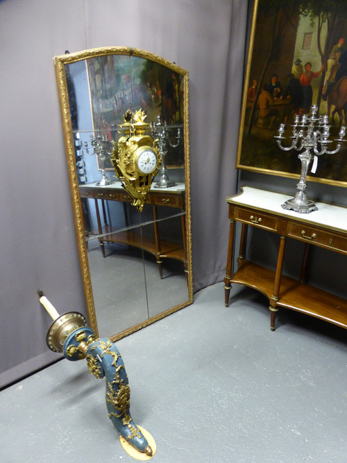 Important Mirror With Cartel, Louis XVI Period