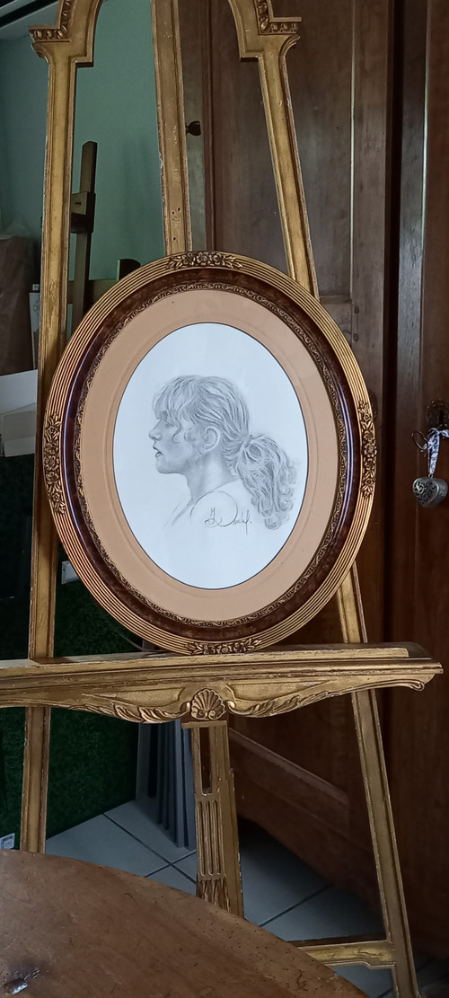 Porträt von Isabelle Huppert/Zeichnung