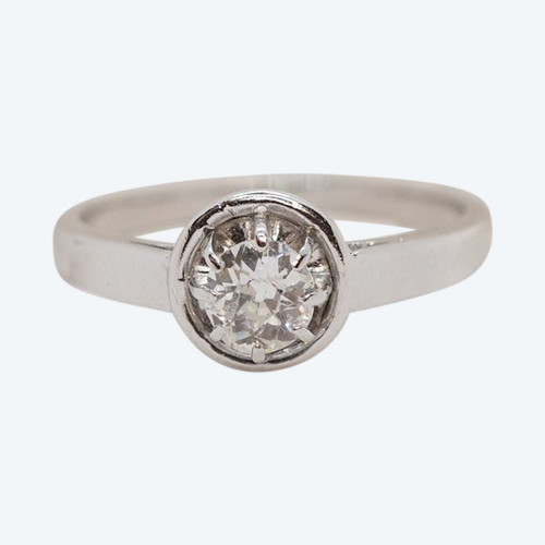 Bague Solitaire En Platine Et Diamant