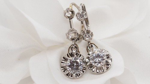 White Gold And Zirconium Dormeuse Earrings