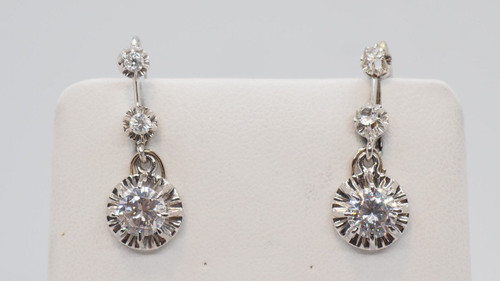 White Gold And Zirconium Dormeuse Earrings