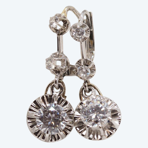 White Gold And Zirconium Dormeuse Earrings