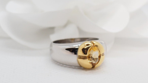 Anello bicolore in oro e citrino