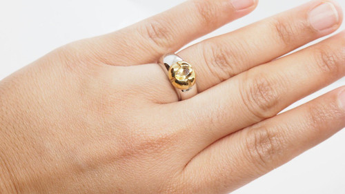 Anello bicolore in oro e citrino