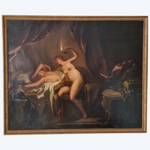Öl auf Leinwand, frühes 18. Jahrhundert: Psyche entdeckt die Liebe.