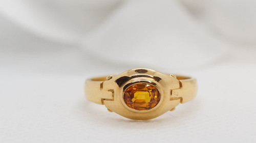 Bague En Or Jaune Et Citrine Ovale