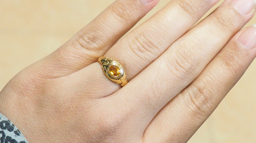 Bague En Or Jaune Et Citrine Ovale