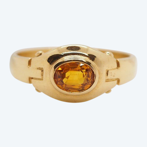 Bague En Or Jaune Et Citrine Ovale