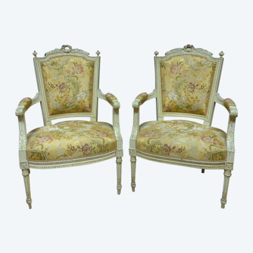 Paire De Fauteuils Style Louis XVI