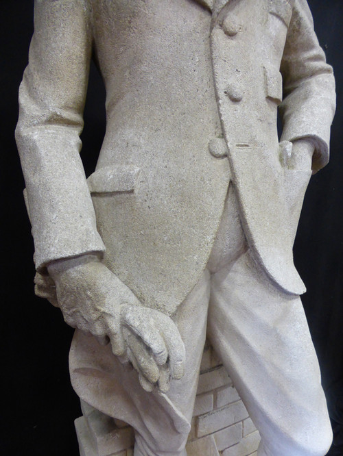 Große Statue (1.85 m) Von Reiter Aus Stein XX
