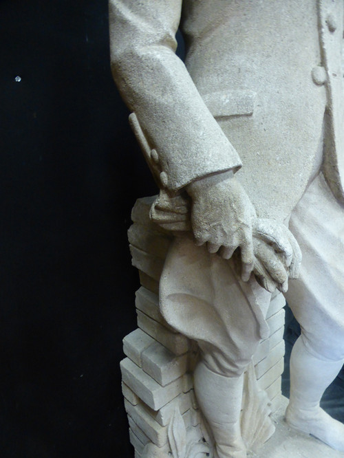 Große Statue (1.85 m) Von Reiter Aus Stein XX