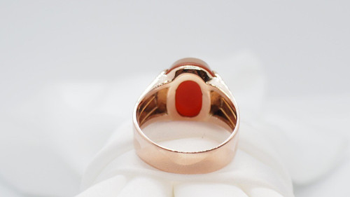 Anello Chevalière con cammeo in oro rosa anni '50