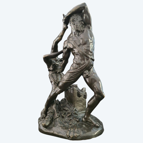Hercule Jetant Lichas, Bronze signé Hippolyte Moreau, fin XIXème siècle