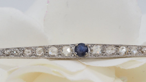Broche Barrette En Platine Sertie De Saphir Et Diamants
