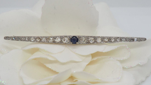 Broche Barrette En Platine Sertie De Saphir Et Diamants