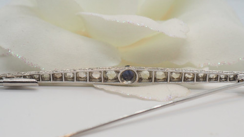 Broche Barrette En Platine Sertie De Saphir Et Diamants