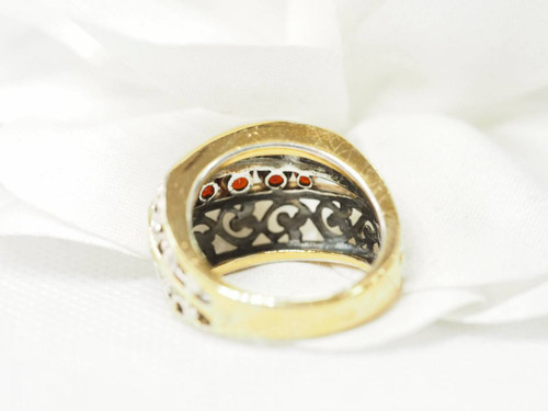Anello Anni '40 In Vermeil E Granati