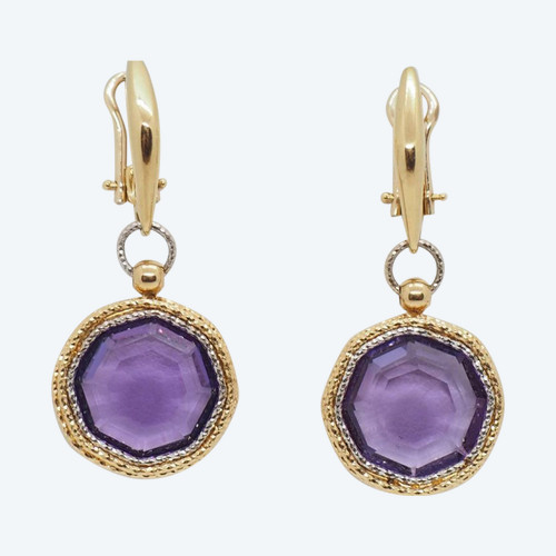 Zweifarbige Ohrringe aus Gold und Amethyst