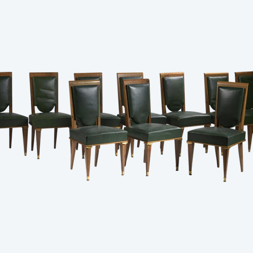 Suite aus 12 Art-Déco-Stühlen (Nachfolger von Maurice Jallot)