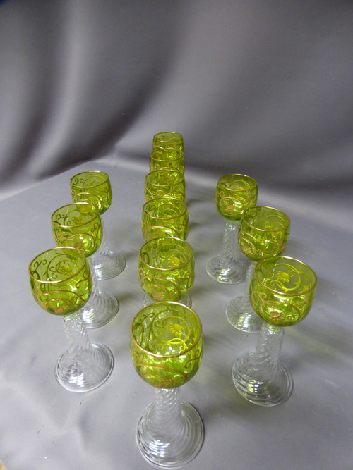 Suite Of 12 Rhine Wine Crystal Glasses