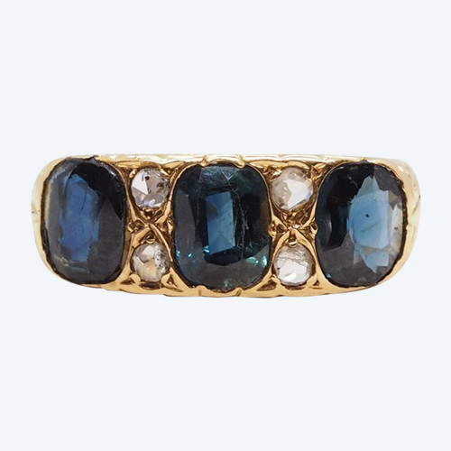 Strumpfbandring aus Gold, Saphiren und Diamanten