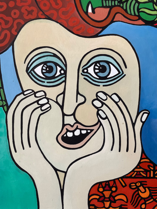 Zdenek Macku (1943-2006) - « good God » Acrylique Sur Toile 110 X 110