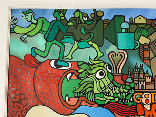 Zdenek Macku (1943-2006) - « good God » Acrylique Sur Toile 110 X 110