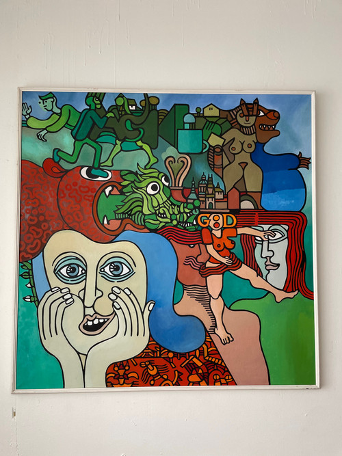 Zdenek Macku (1943-2006) - « good God » Acrylique Sur Toile 110 X 110