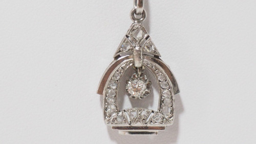 Art Deco Pendant In Platinum, White Gold And Diamonds