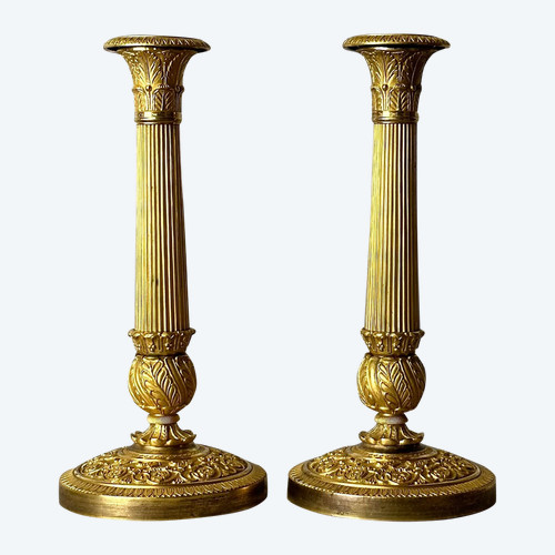 Pair of gilt bronze candlesticks
