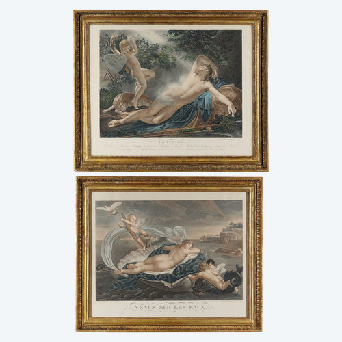 Incisioni di Endimione e Venere dopo Girodet, inizio XIX secolo