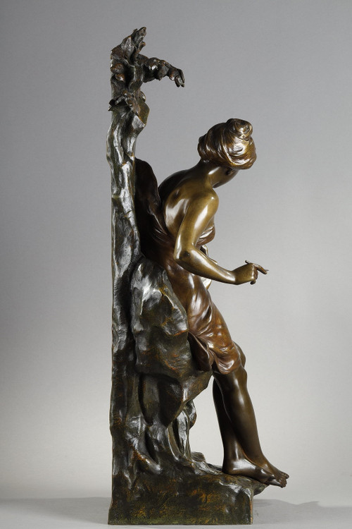 Scultura "Memoria" in bronzo patinato, firmata Emile Louis Picault, fine XIX secolo