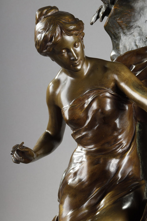 Scultura "Memoria" in bronzo patinato, firmata Emile Louis Picault, fine XIX secolo