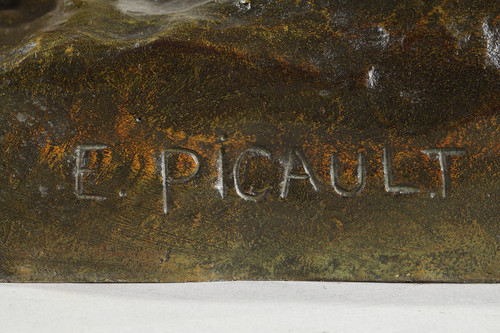 Scultura "Memoria" in bronzo patinato, firmata Emile Louis Picault, fine XIX secolo