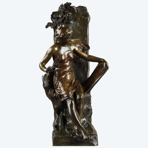 Scultura "Memoria" in bronzo patinato, firmata Emile Louis Picault, fine XIX secolo