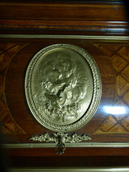 Scrivania a cilindro in stile Luigi XVI in intarsio