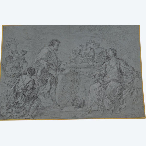 Grand Dessin Sur Papier Bleu